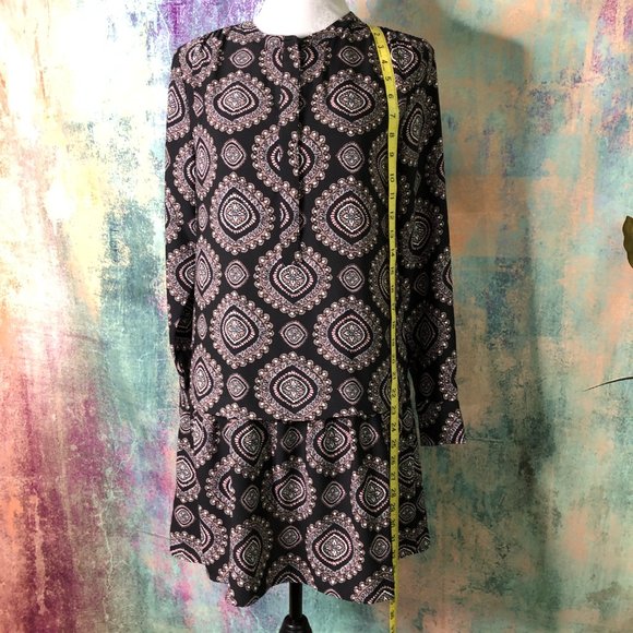 📌 Loft Retro Design A-Line Dress with Ruffle Hem and Long Sleeves - Picture 7 of 12